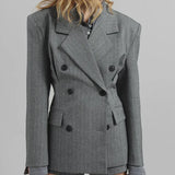 Sofia | Blazer Grigio Striato con Cintura