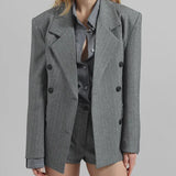 Sofia | Blazer Grigio Striato con Cintura
