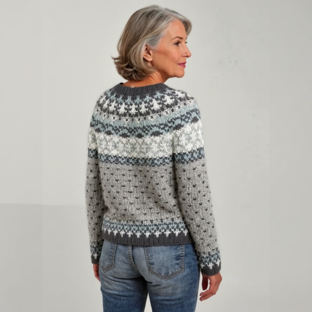 Maglione Jacquard di Ispirazione Rétro