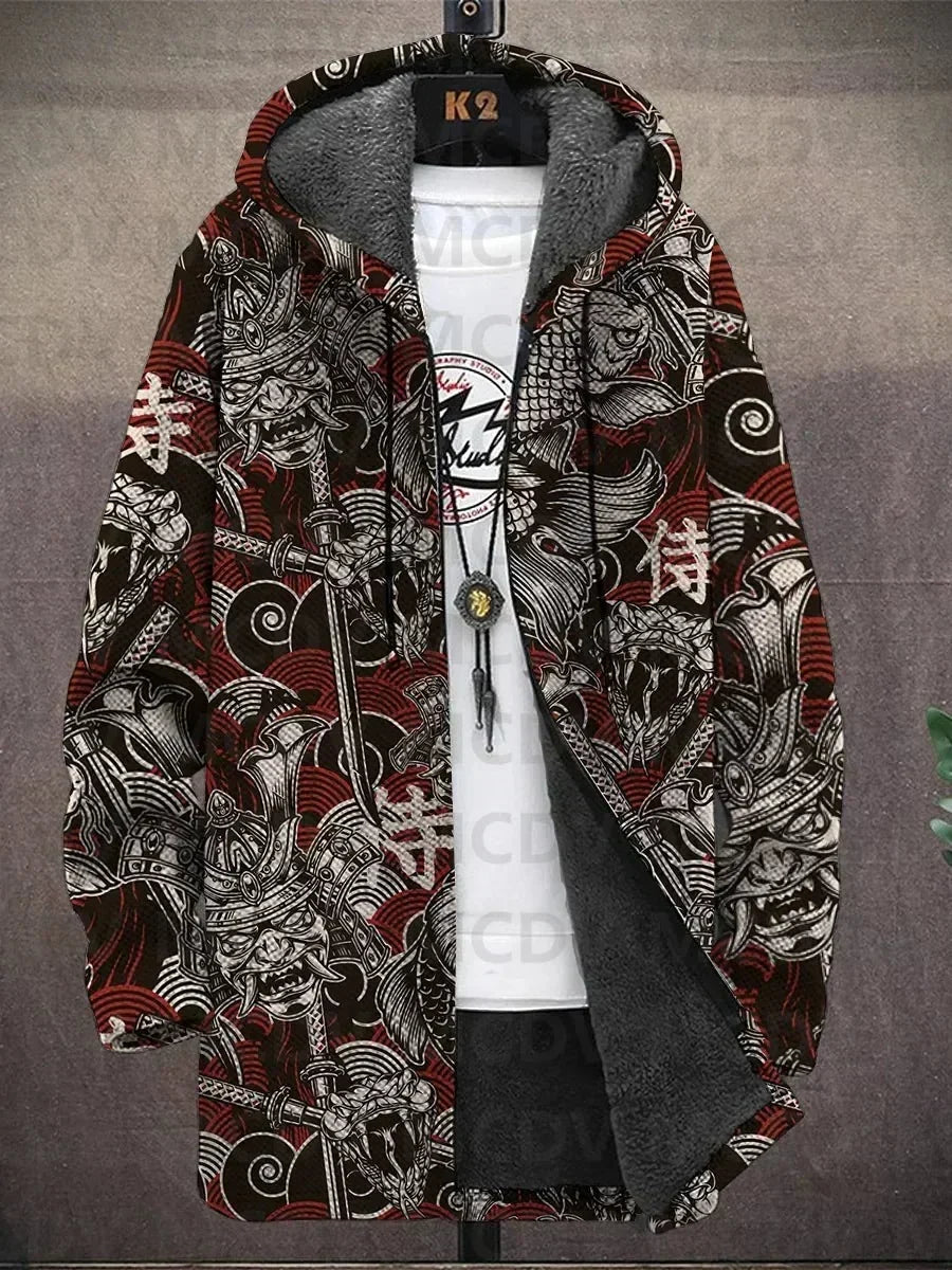 Cappotto con Cappuccio a Motivi Asiatici, Nove Stampe