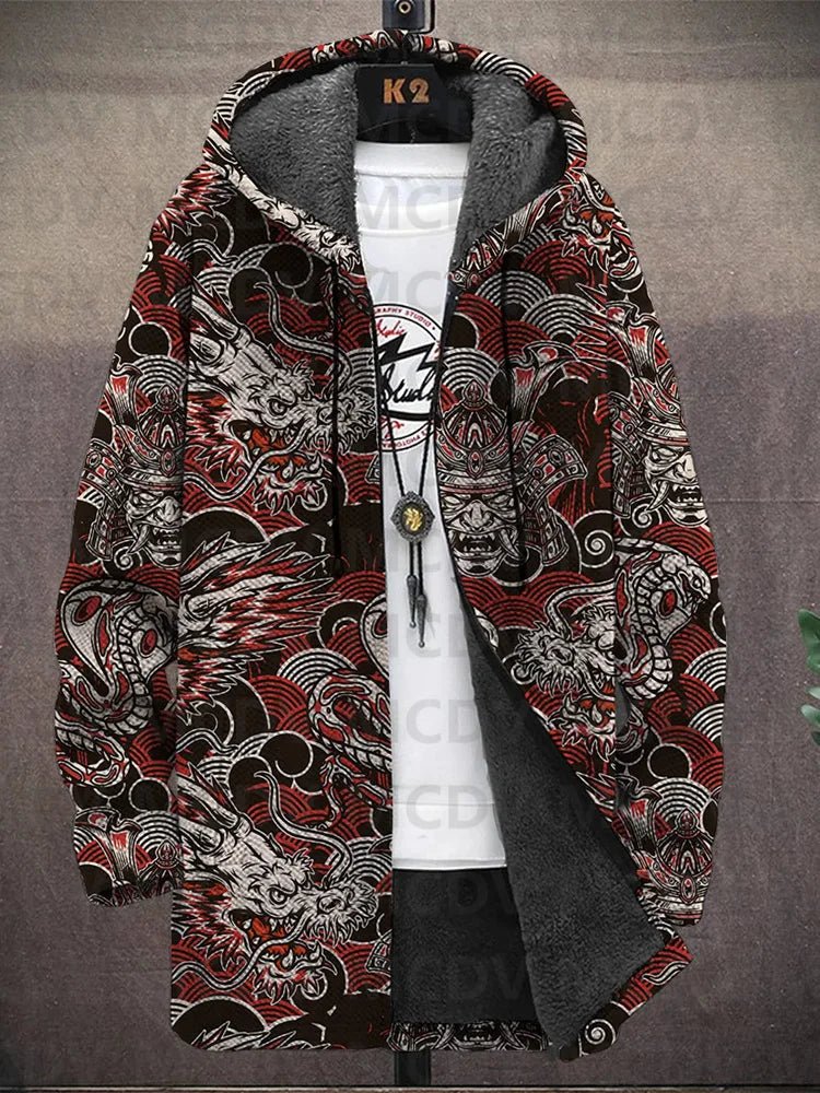 Cappotto con Cappuccio a Motivi Asiatici, Nove Stampe