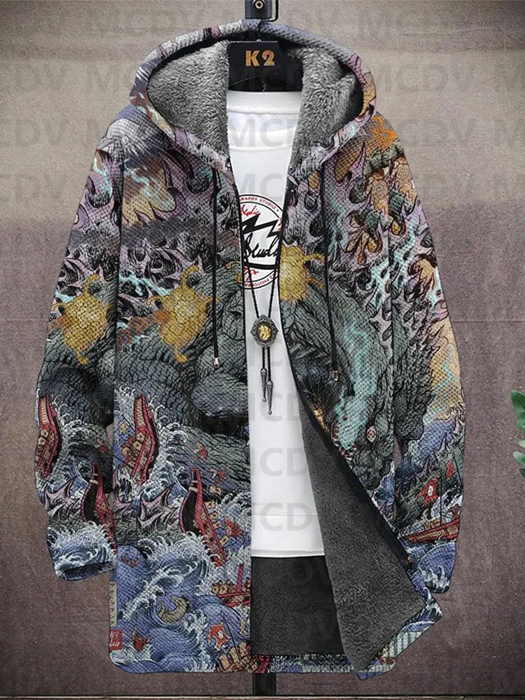 Cappotto con Cappuccio a Motivi Asiatici, Nove Stampe