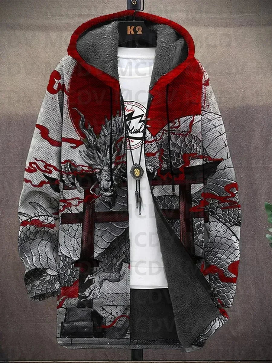 Cappotto con Cappuccio a Motivi Asiatici, Nove Stampe