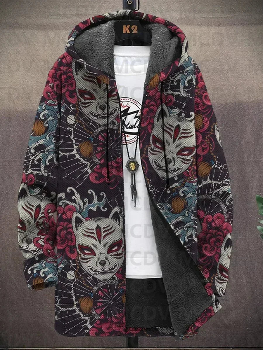 Cappotto con Cappuccio a Motivi Asiatici, Nove Stampe