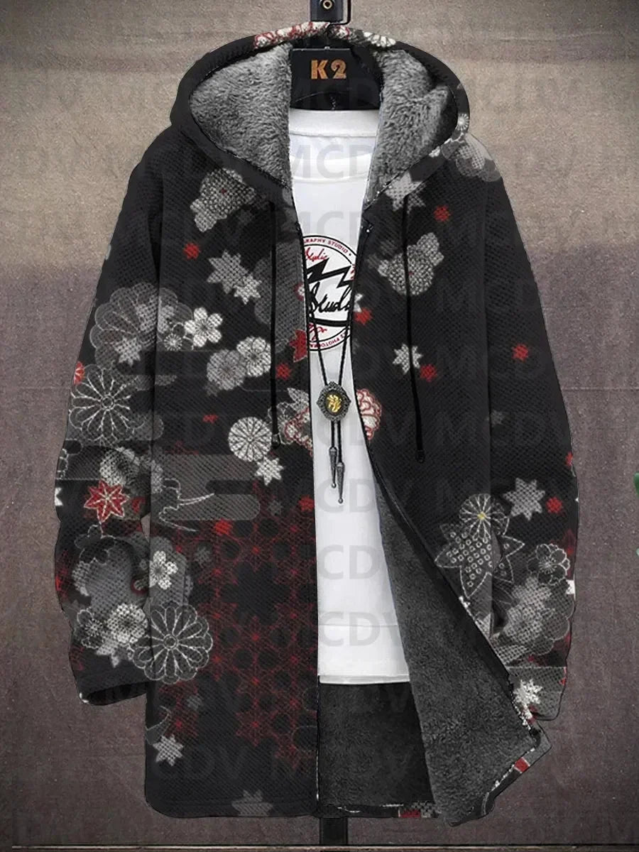 Cappotto con Cappuccio a Motivi Asiatici, Nove Stampe
