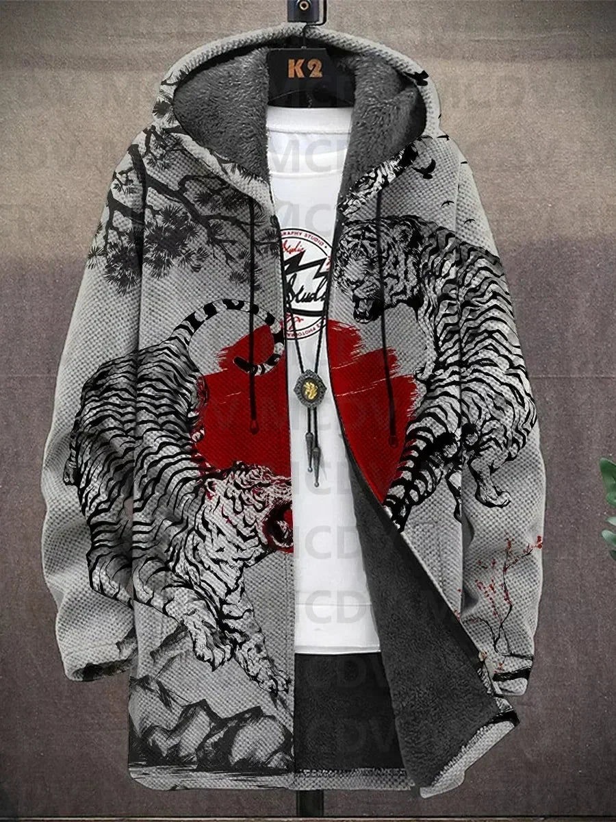 Cappotto con Cappuccio a Motivi Asiatici, Nove Stampe
