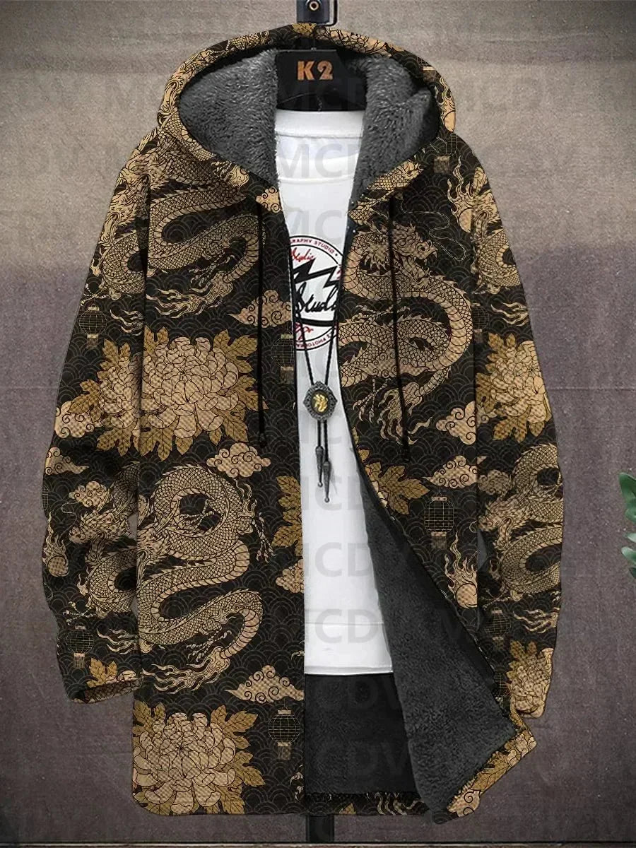 Cappotto con Cappuccio a Motivi Asiatici, Nove Stampe