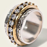 Anello in Oro e Argento Vintage con Zirconia
