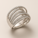 Anello in Argento Zirconia Vintage Sovrapposto