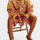 Adriana | Cardigan a Maglia con Motivo Floreale e Vestibilità Ampia
