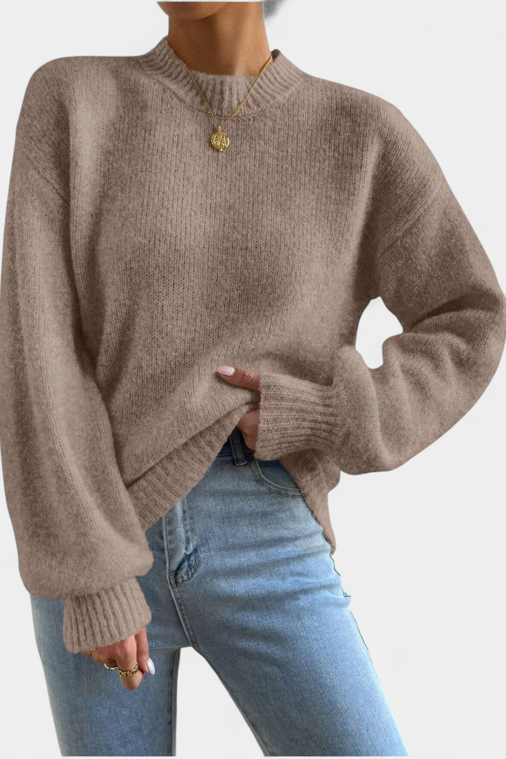 Rosa | Maglione con Collo Rotondo e Maniche a Palloncino