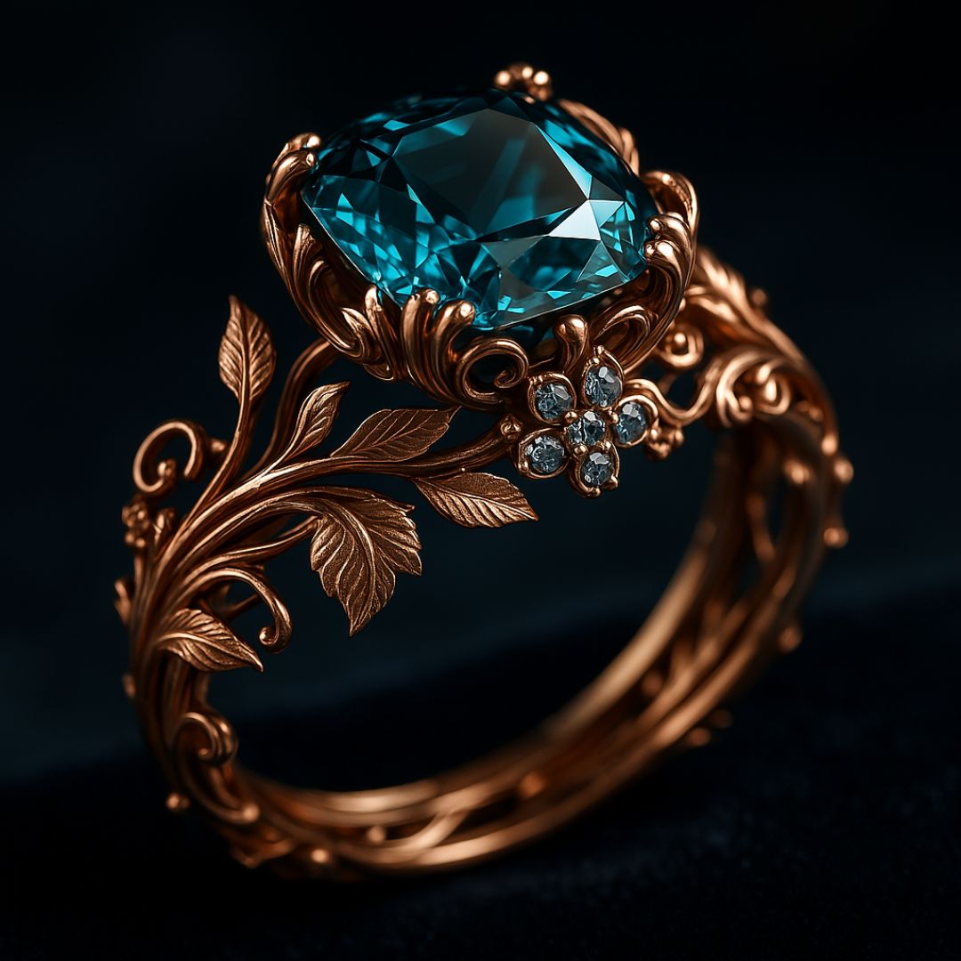 Anello in cristallo verde naturale