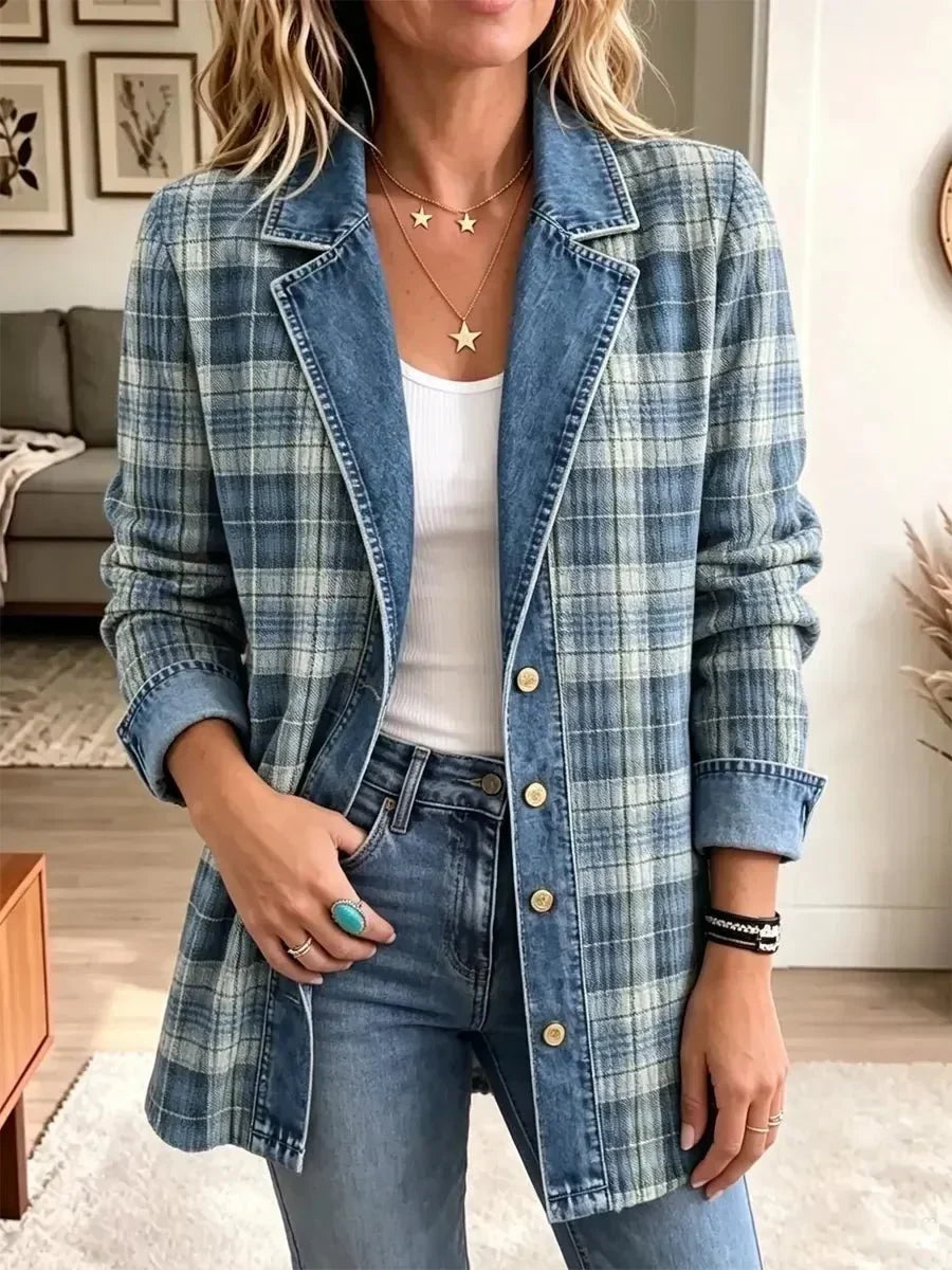 Giacca in Denim con Stampa Artistica Rétro