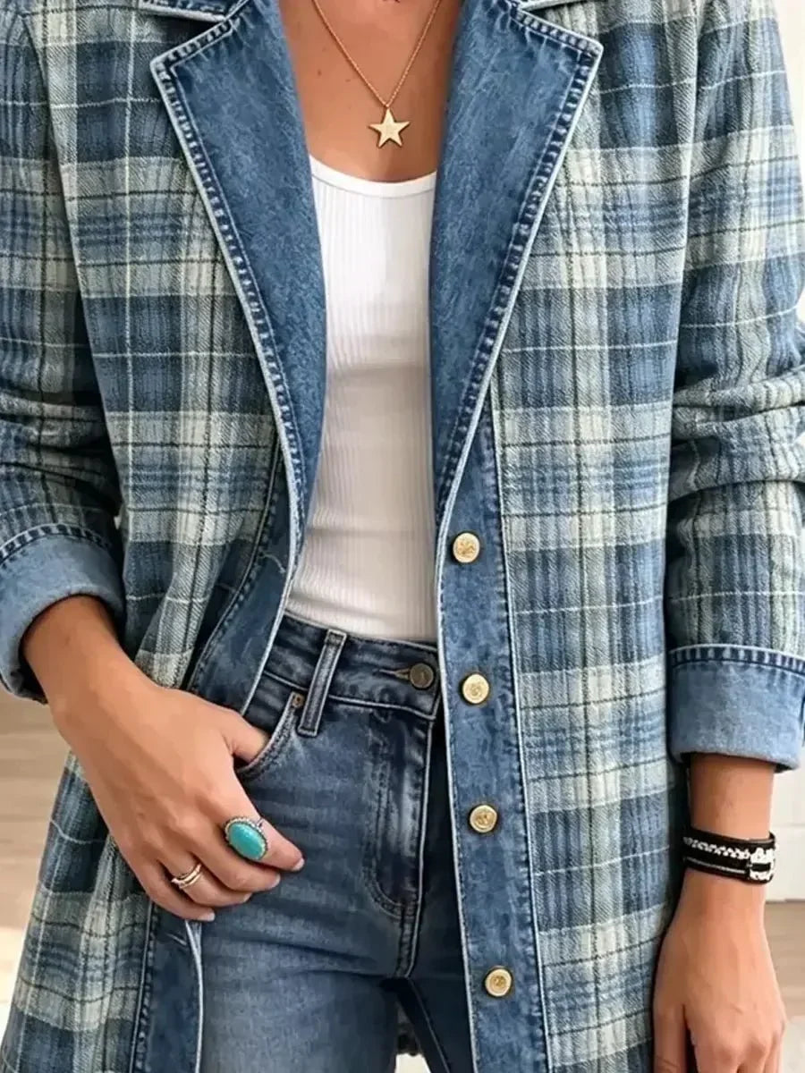Giacca in Denim con Stampa Artistica Rétro