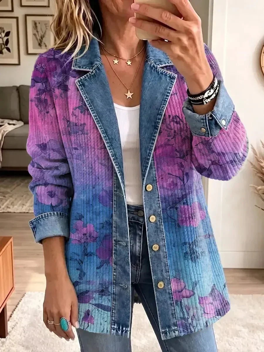 Giacca con Stampa Floreale Artistica Rétro