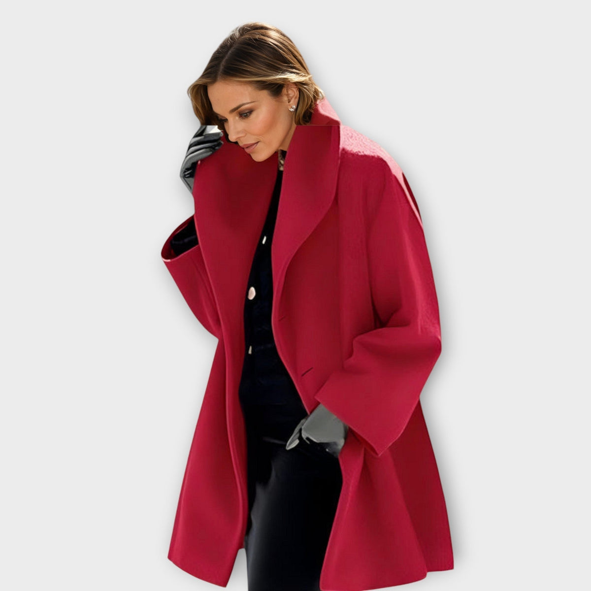 Cappotto in misto lana con collo a scialle