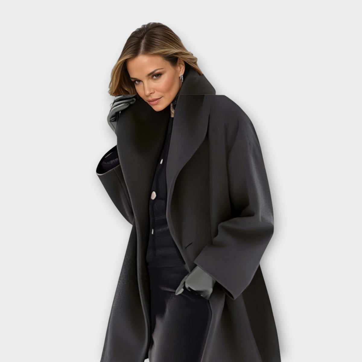 Cappotto in misto lana con collo a scialle