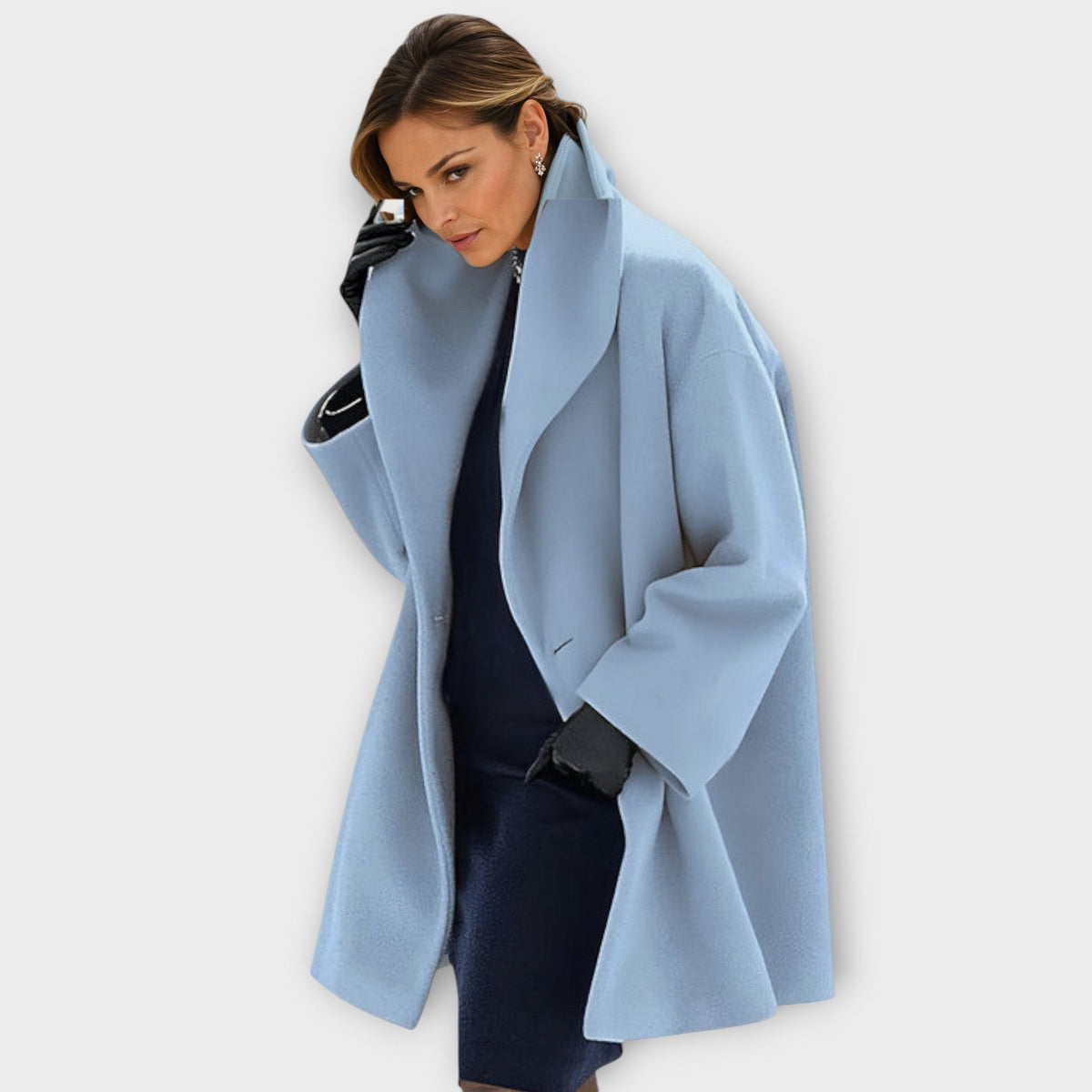 Cappotto in misto lana con collo a scialle