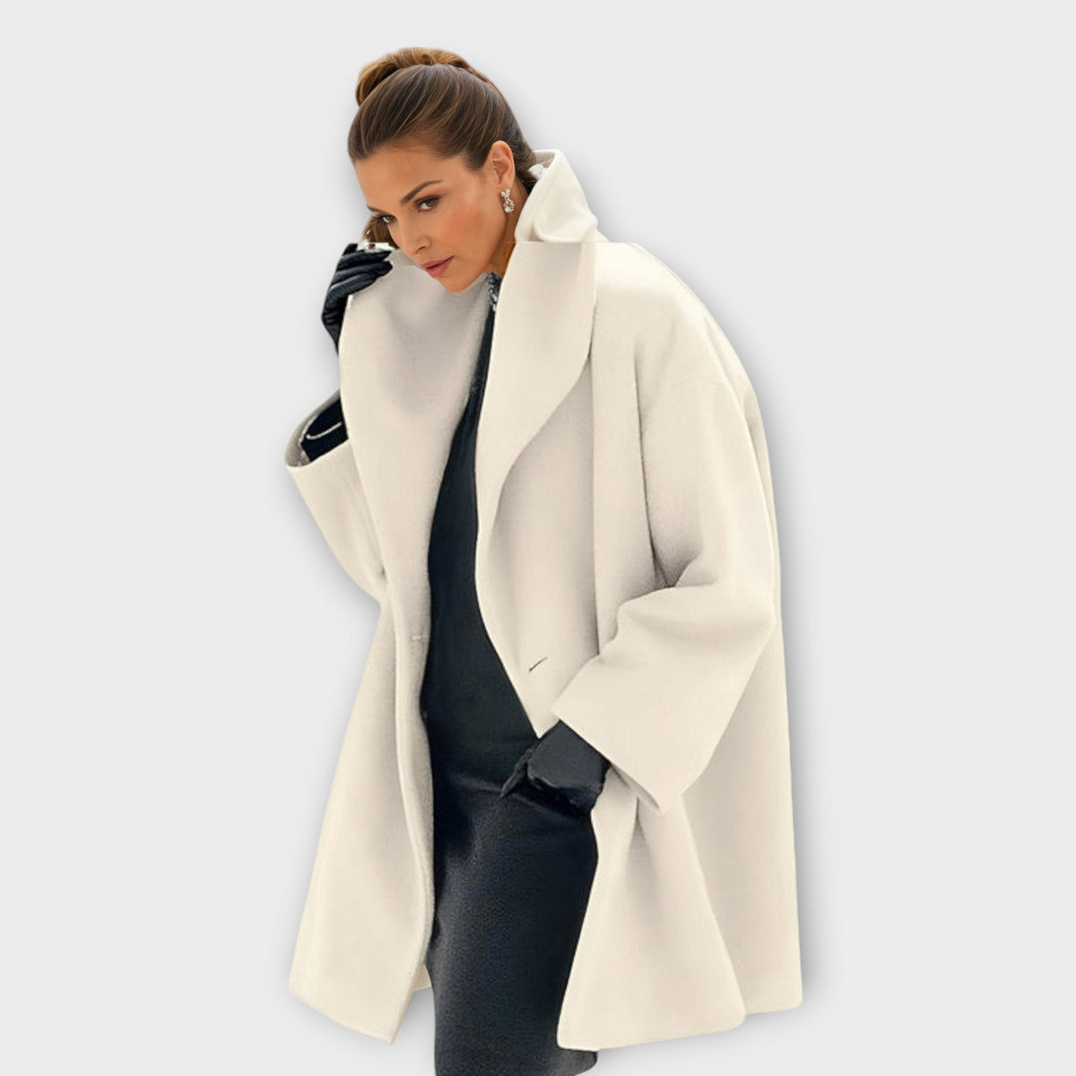 Cappotto in misto lana con collo a scialle