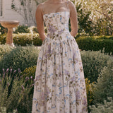 Kessara - Elegante maxi abito estivo con stampa floreale e spalline sottili