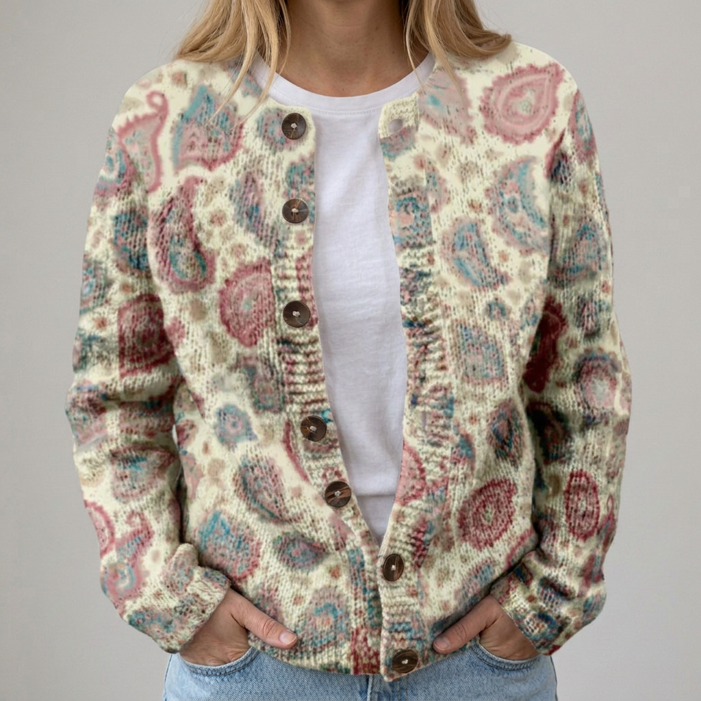 Cardigan con Motivo Ornamentale