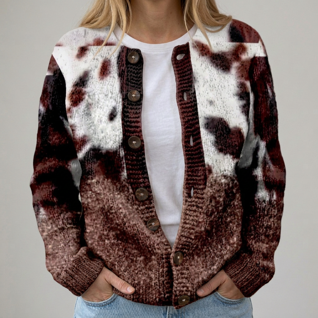 Cardigan con Fantasia Astratta