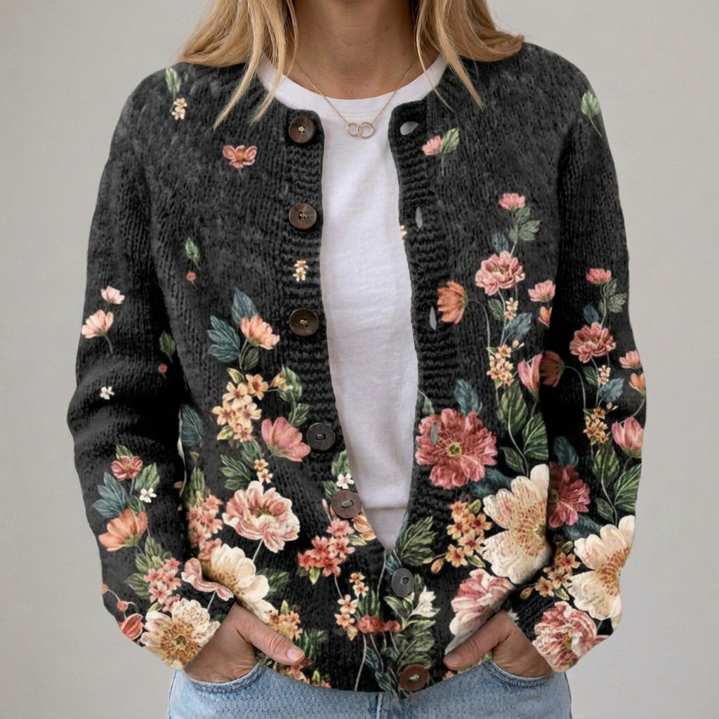 Cardigan con Bouquet Romantico