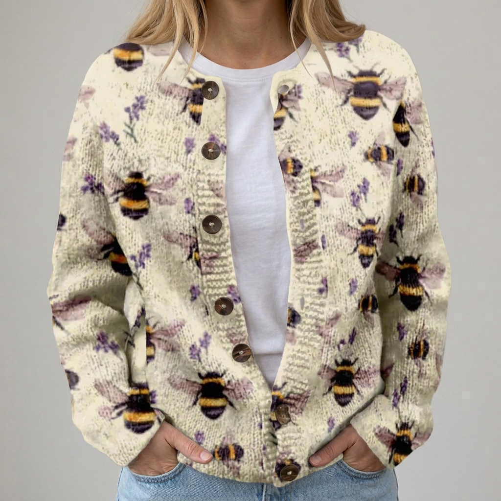 Cardigan con Api e Lavanda