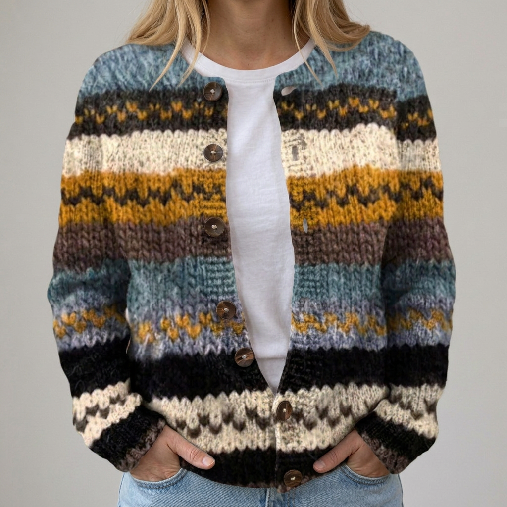 Cardigan a Righe Materiche