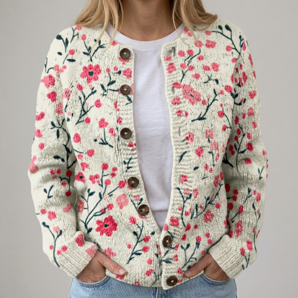 Cardigan con Rami Fioriti
