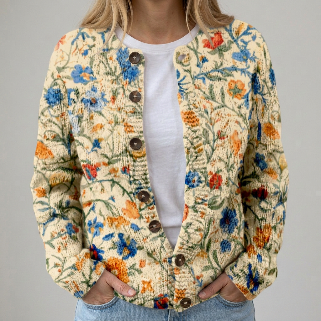 Cardigan con Giardino Floreale
