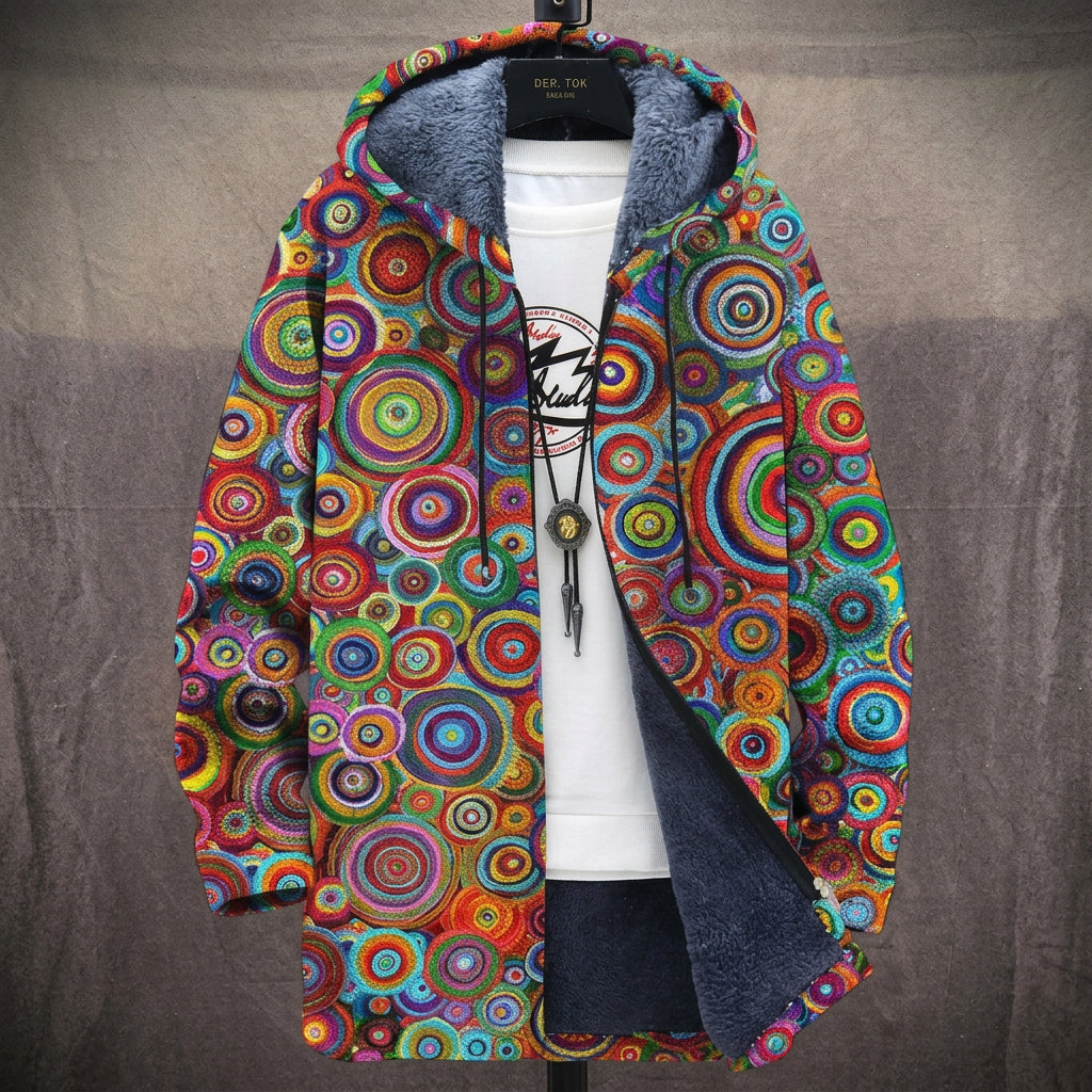 Cappotto con Cappuccio a Cerchi Concentrici