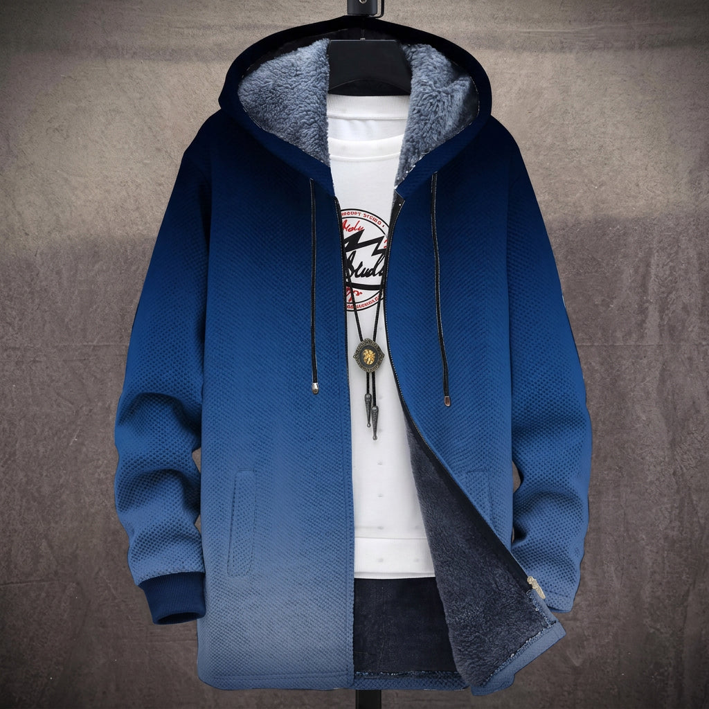 Cappotto con Cappuccio Sfumato Blu Navy