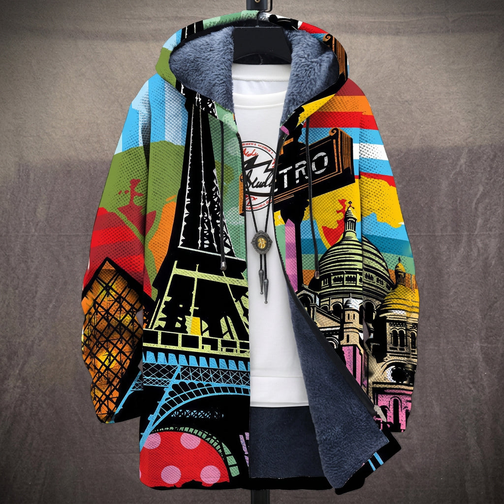 Cappotto con Cappuccio a Motivo Parigi