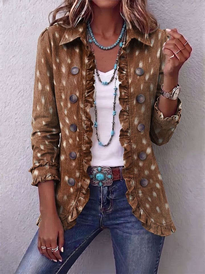Allegra | Giacca Fantasia Animalier con Volant