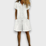 Tess | Salopette corta in cotone effetto denim