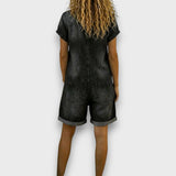 Tess | Salopette corta in cotone effetto denim