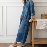 Anaïs | Salopette in denim vintage con bottoni