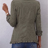 Kamberly - Giacca Boho-Chic con Ricamo Floreale e Volant