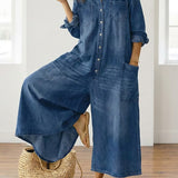 Anaïs | Salopette in denim vintage con bottoni