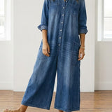 Anaïs | Salopette in denim vintage con bottoni