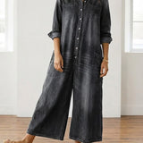 Anaïs | Salopette in denim vintage con bottoni
