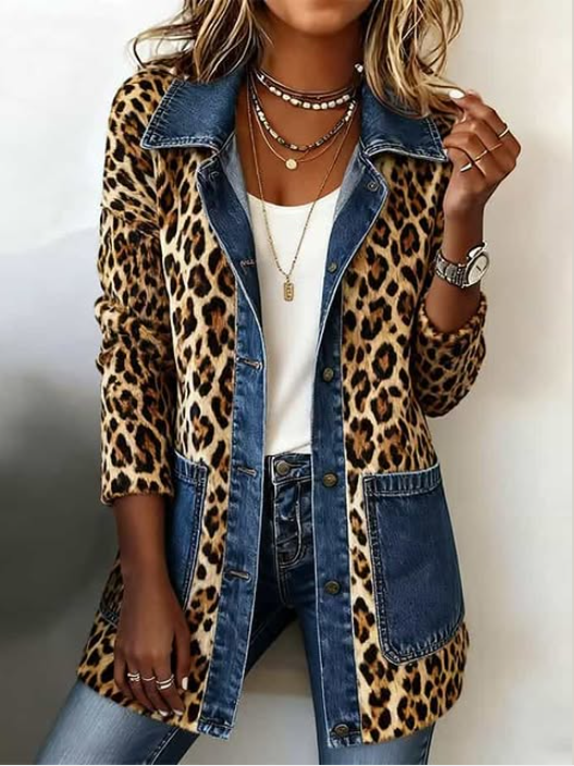 Giacca Lunga Leopardo e Denim