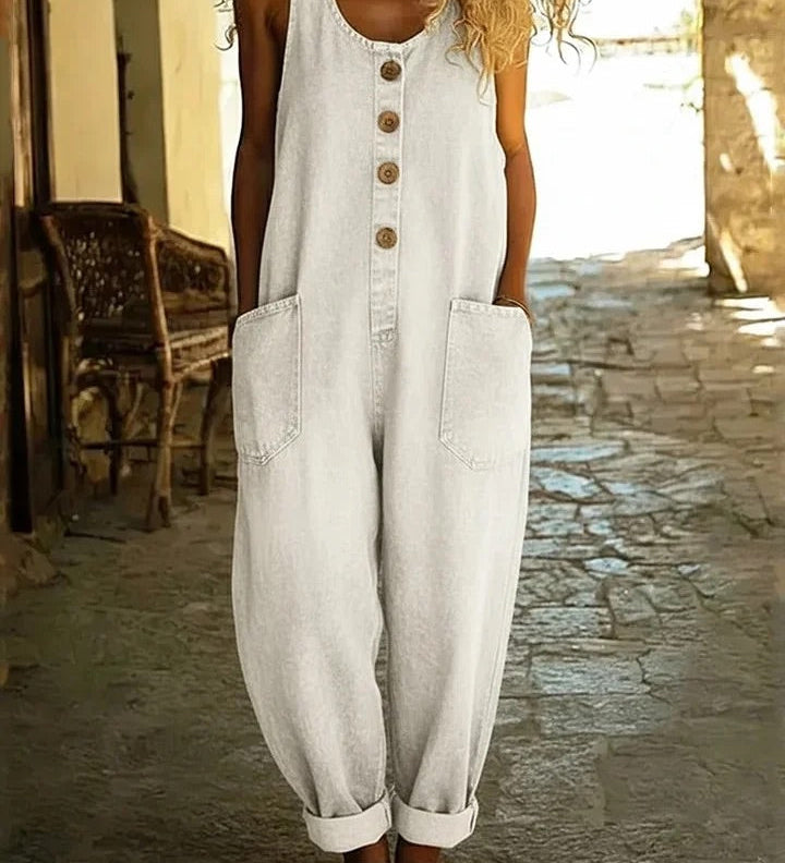 Lison | Salopette in denim di cotone lavato vintage