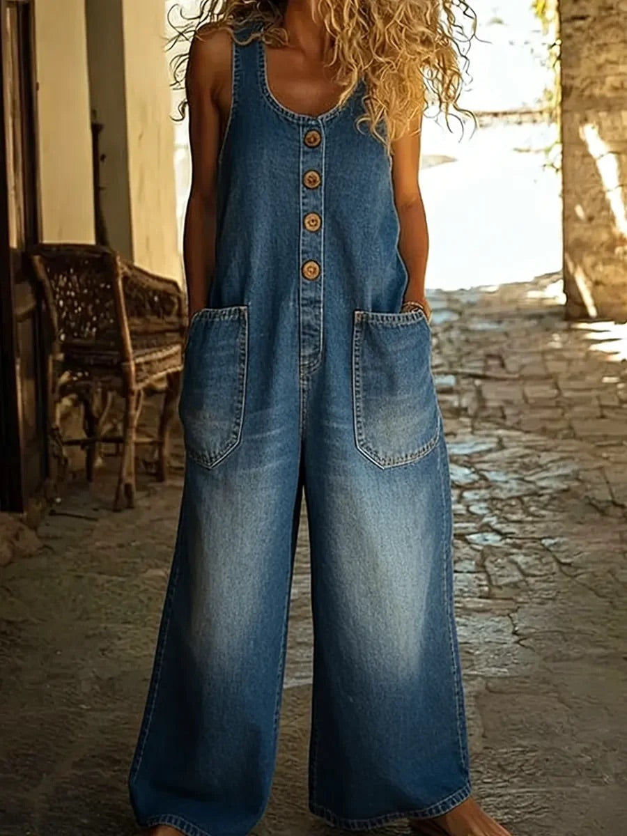 Tuta in Denim con Lavaggio Vintage