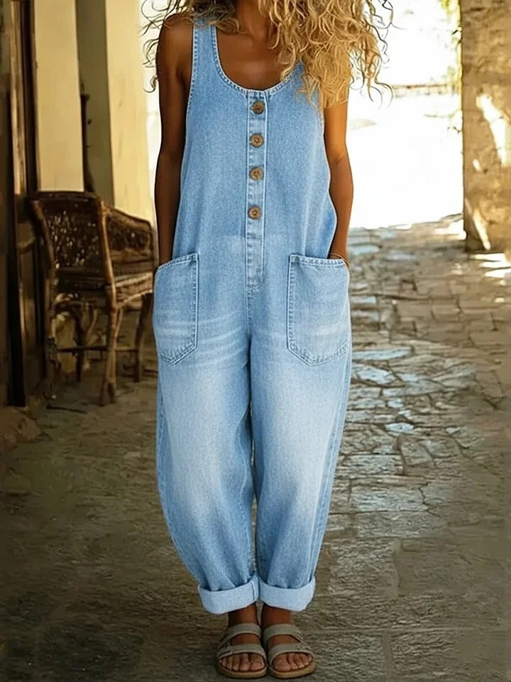 Tuta in Denim con Lavaggio Vintage