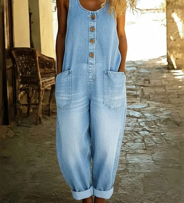 Lison | Salopette in denim di cotone lavato vintage