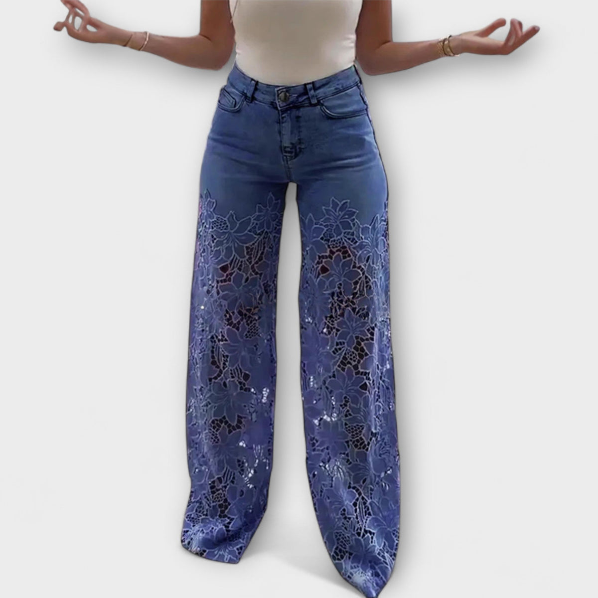 Jeans Trendy in Pizzo Patchwork