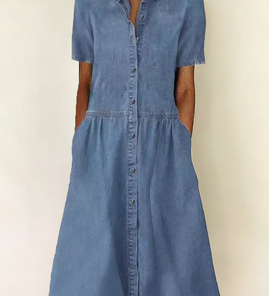 Abito in Denim a Maniche Corte