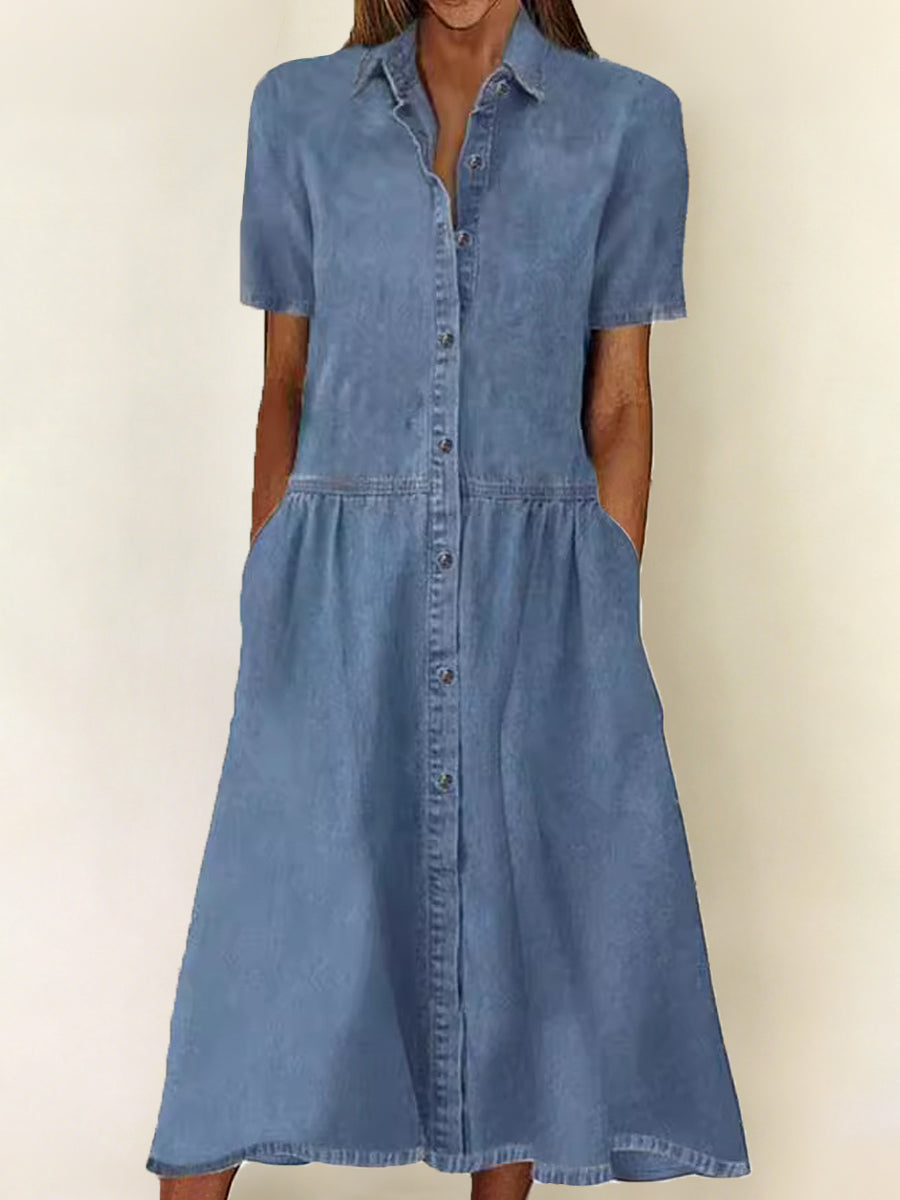 Abito in Denim a Maniche Corte